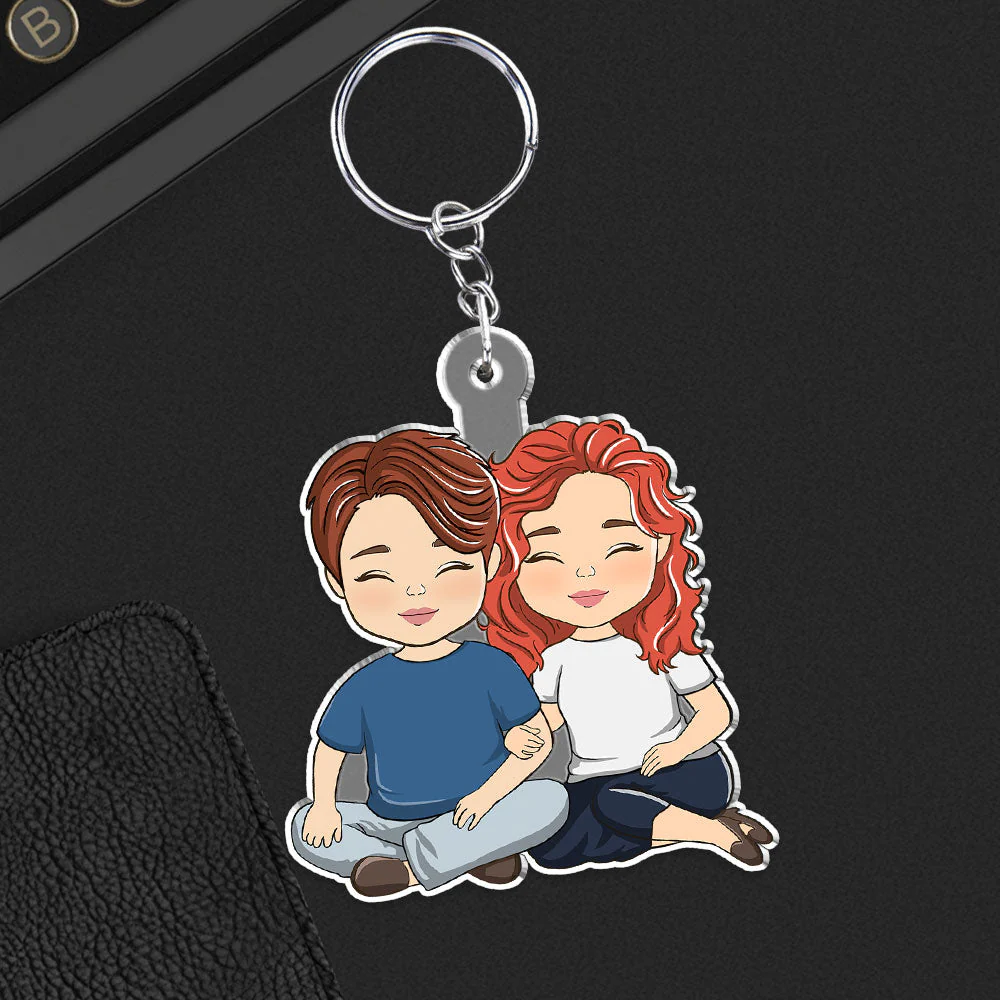 Cartoon Couple - Personalized Custom Acrylic Keychain - Image 4