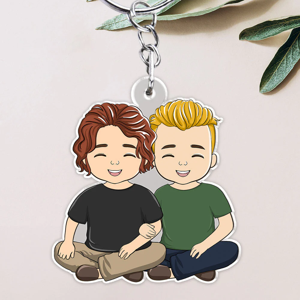 Cartoon Couple - Personalized Custom Acrylic Keychain - Image 5