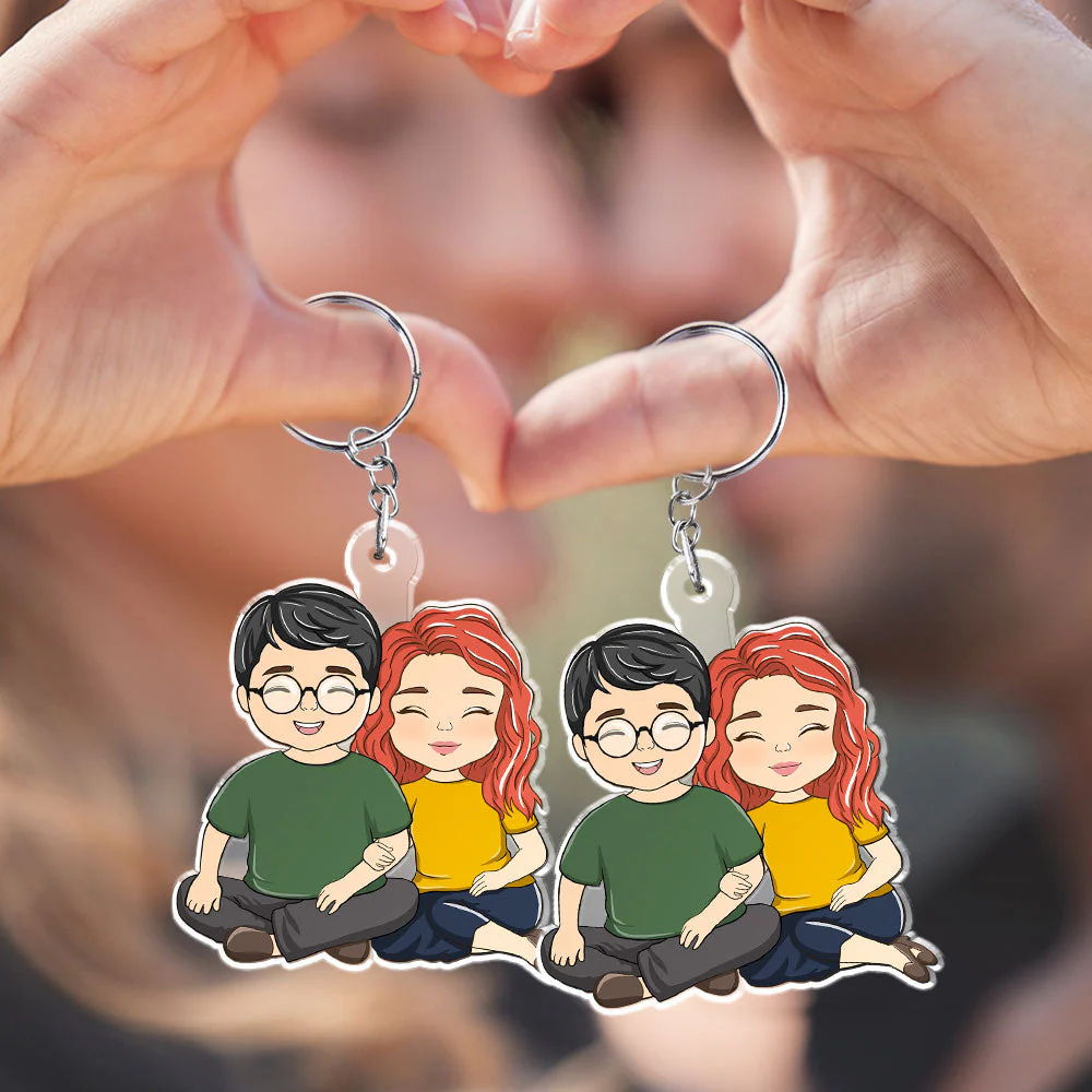 Cartoon Couple - Personalized Custom Acrylic Keychain - Image 6