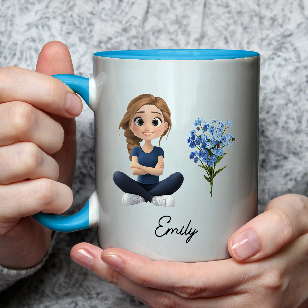 Cartoon Girl - Personalized Custom Accent Mug - Image 2