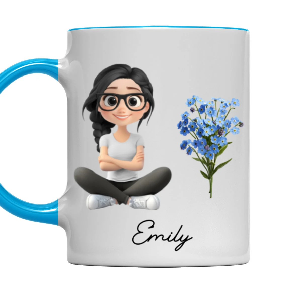 Cartoon Girl - Personalized Custom Accent Mug - Image 5