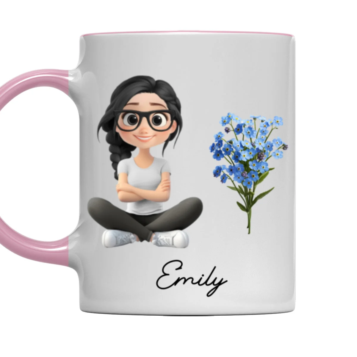 Cartoon Girl - Personalized Custom Accent Mug - Image 6