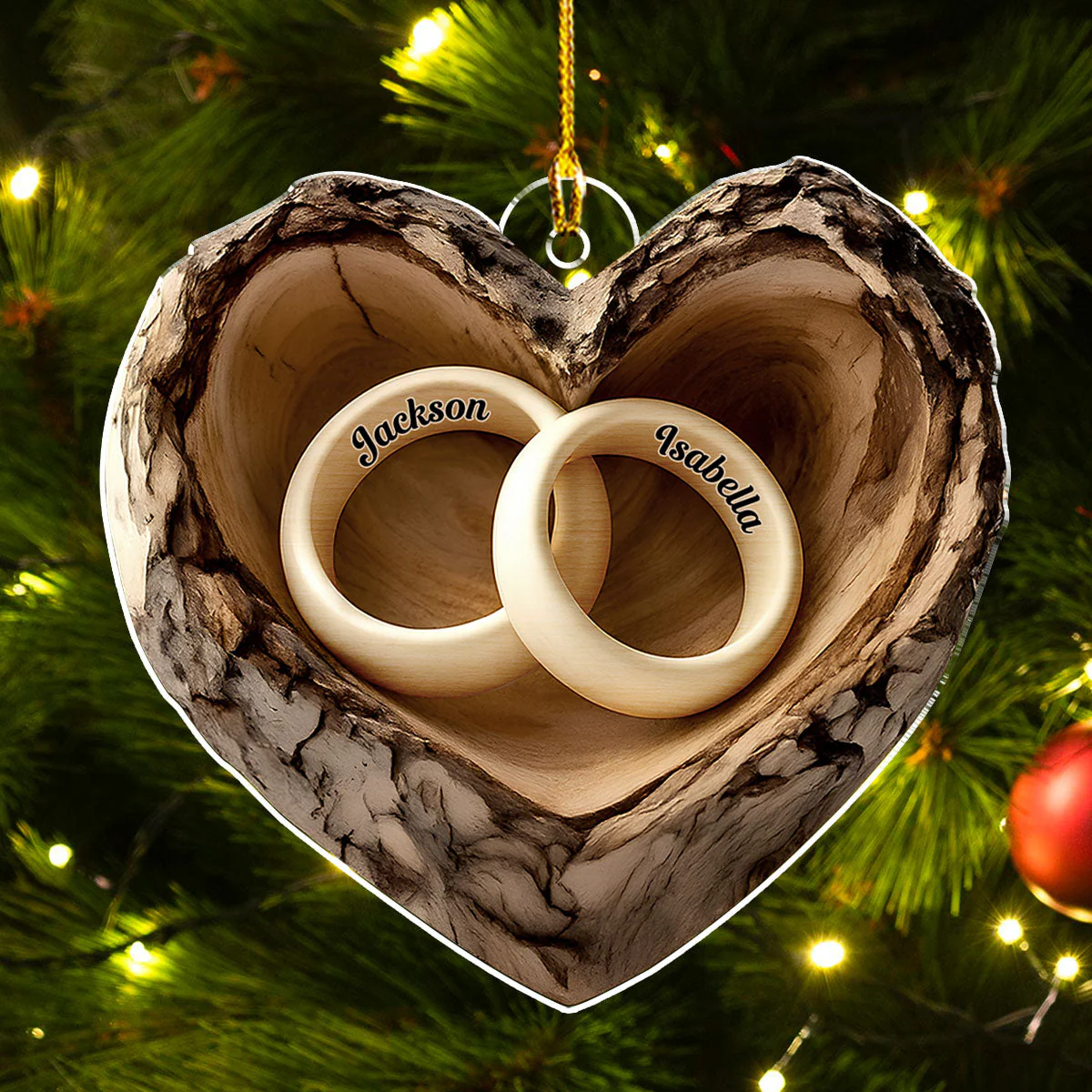 Carved In Love - Personalized Custom Acrylic Ornament - Image 3
