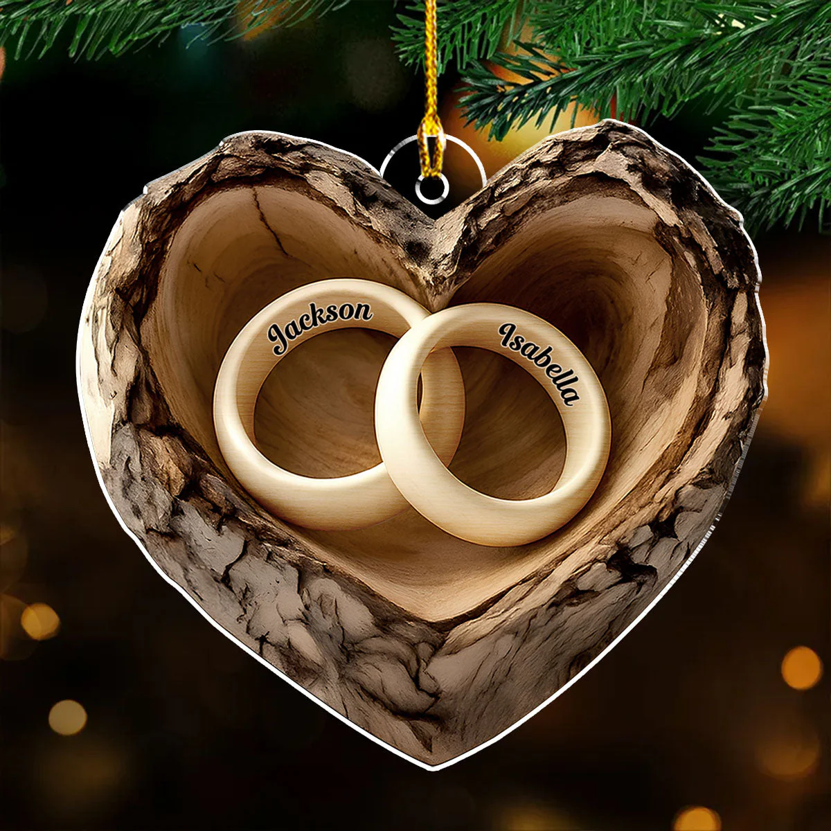 Carved In Love - Personalized Custom Acrylic Ornament - Image 4