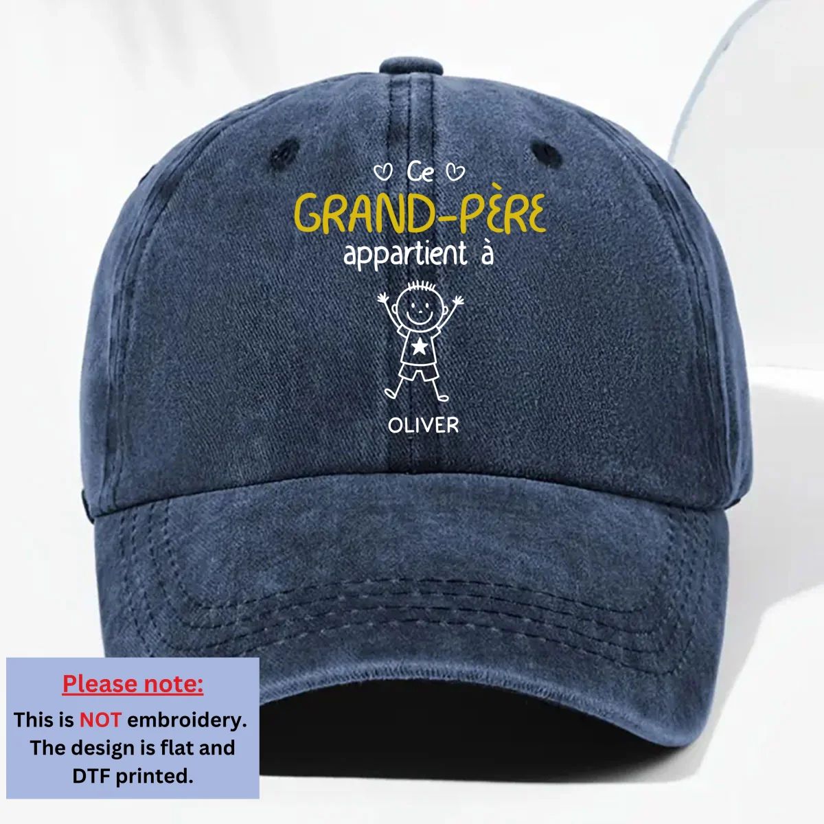Casquette en Denim Délavé Personnalisée - Ce Papi Nous Appartient - Image 8
