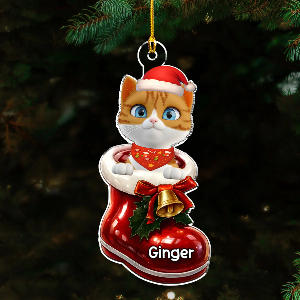 Cat Here In Your Shoes - Personalized Custom 3D Effect Acrylic Ornament - Image 3