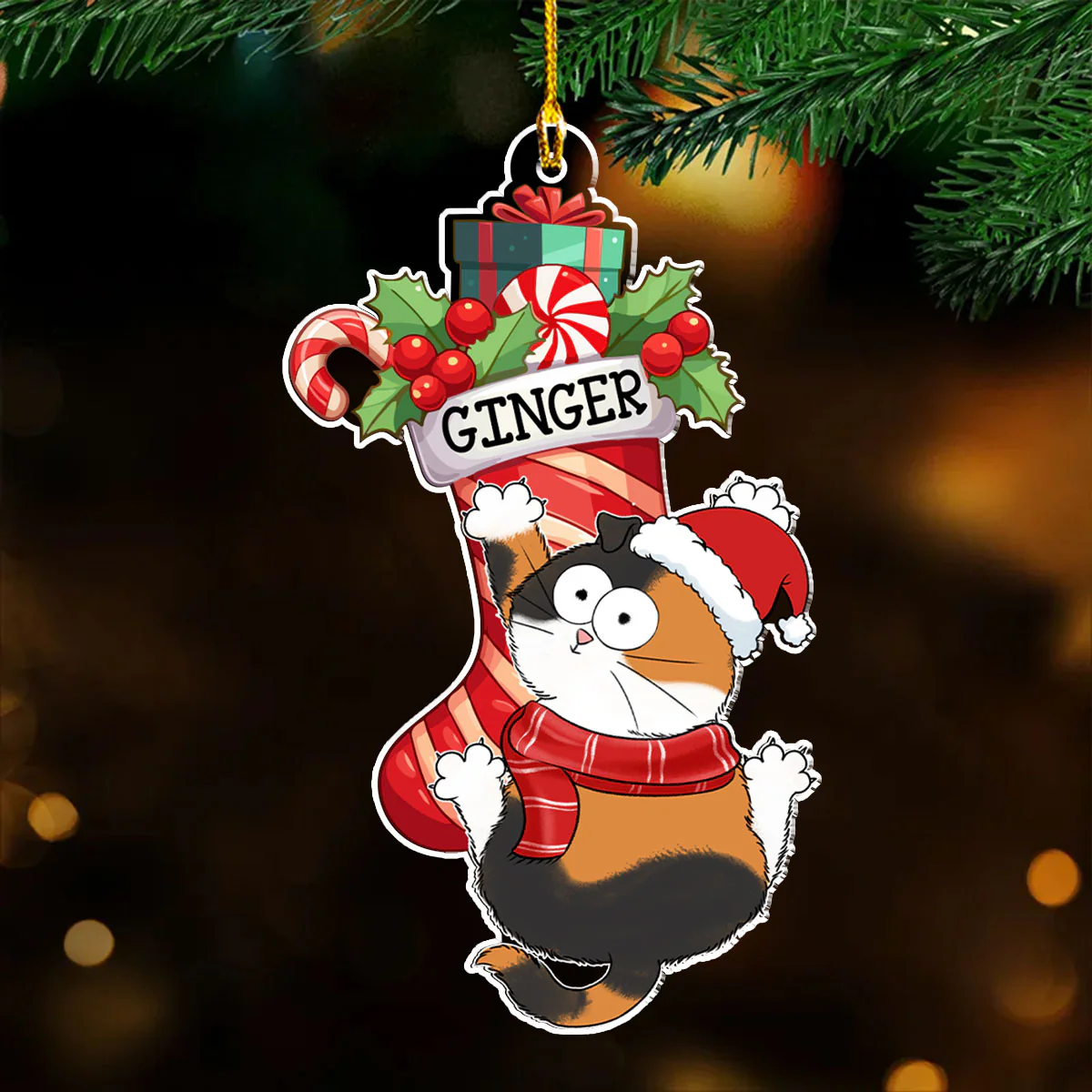Cat Scratching - Personalized Custom Acrylic Ornament - Image 2