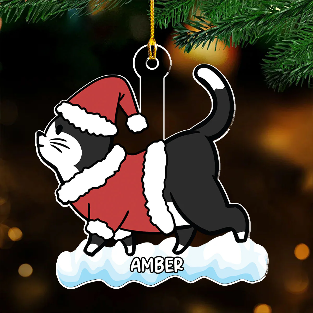 Cat Snow - Personalized Custom Acrylic Ornament - Image 4