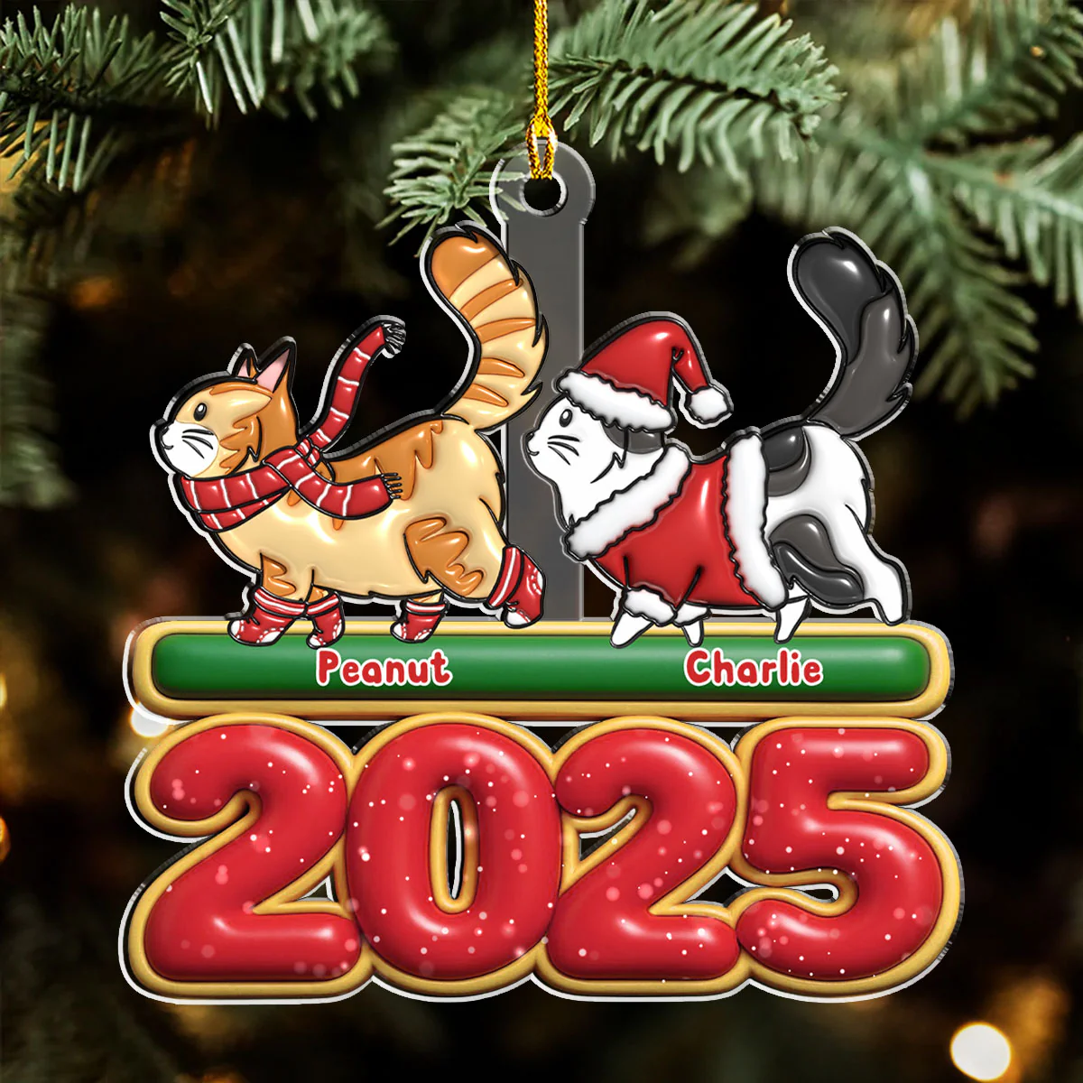 Cat Walks - Personalized Custom Acrylic Ornament - Image 2