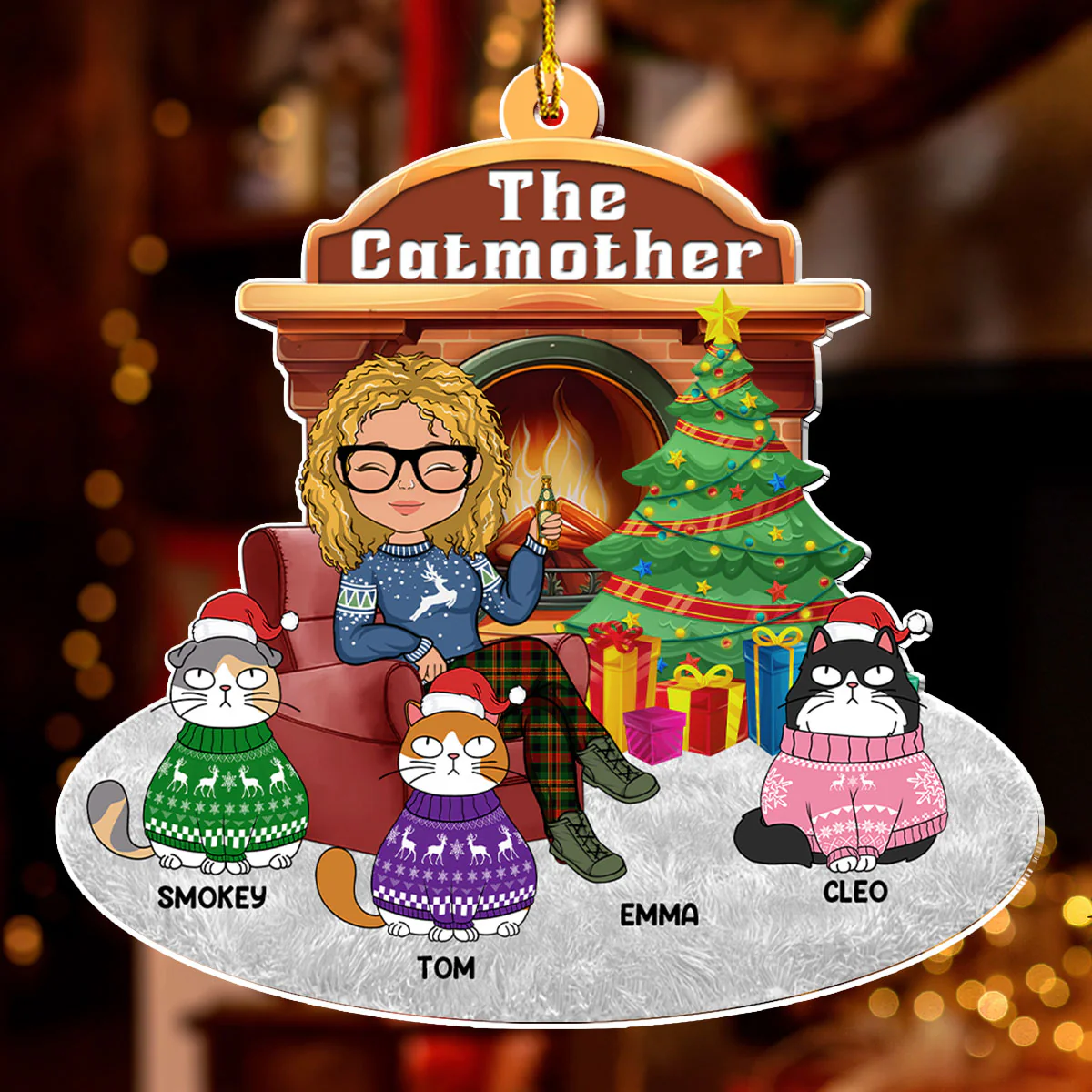 Catparent Christmas - Personalized Custom Acrylic Ornament - Image 3