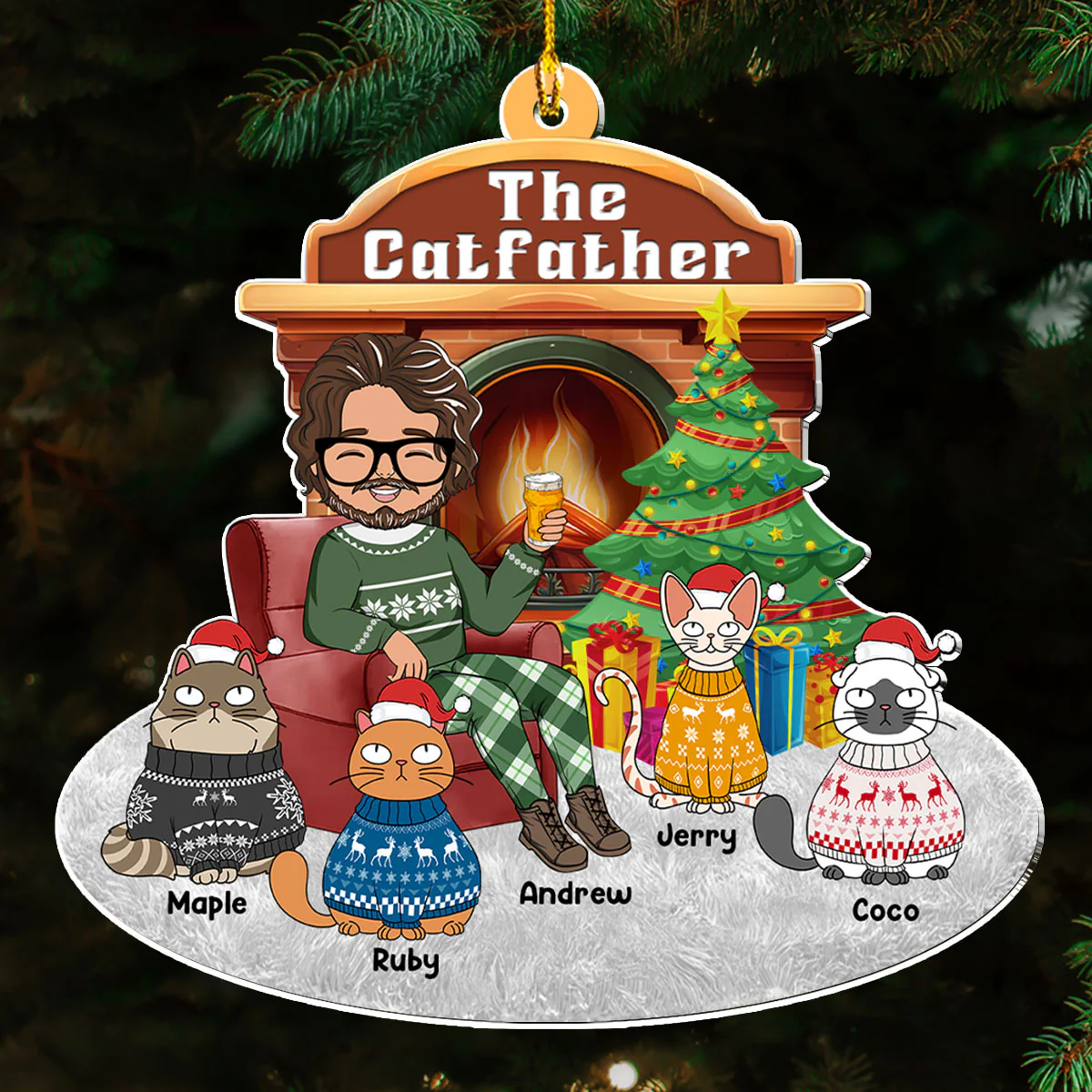 Catparent Christmas - Personalized Custom Acrylic Ornament - Image 4