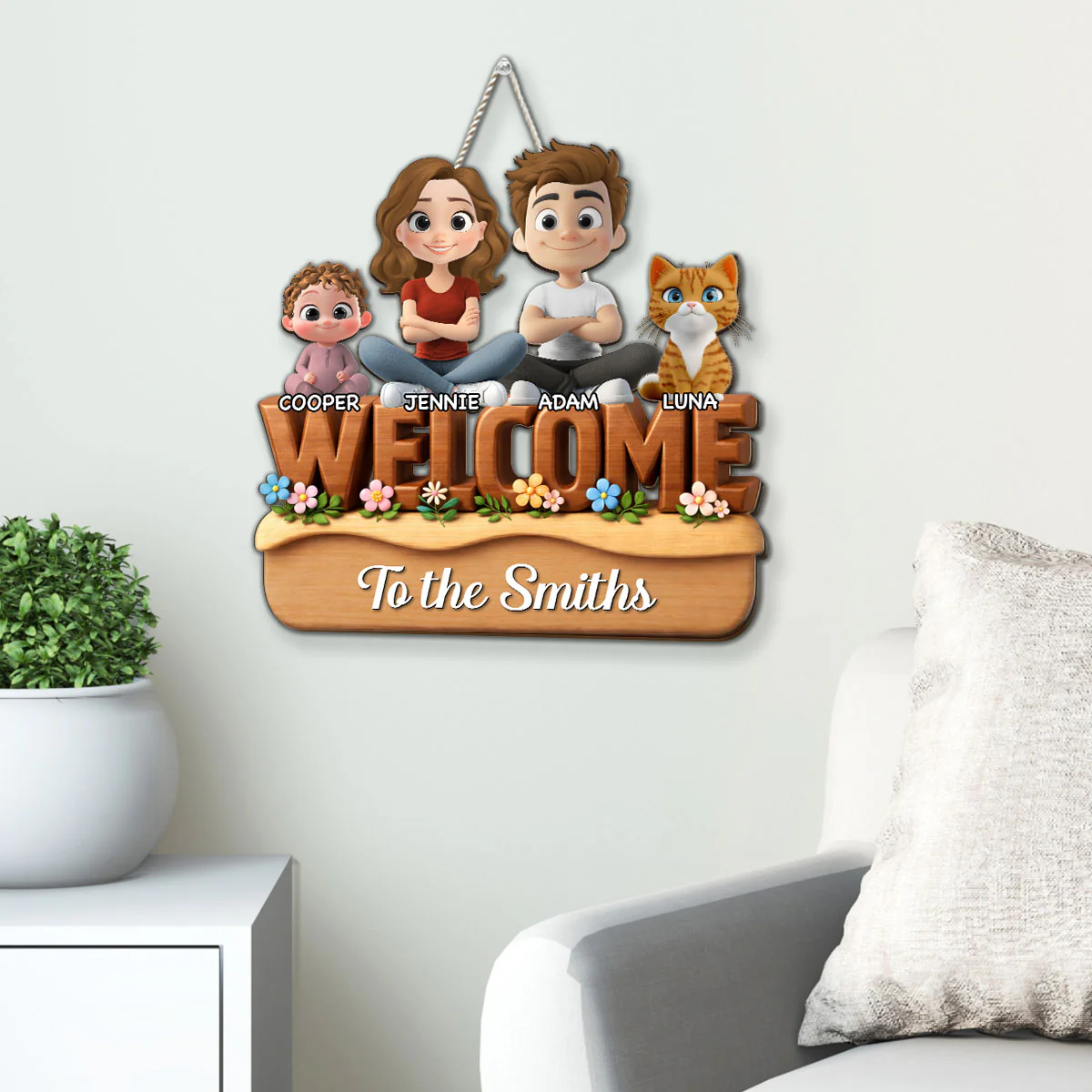 Cats Are Nice Here - Personalized Custom 3D Effect Wood Sign - Image 3