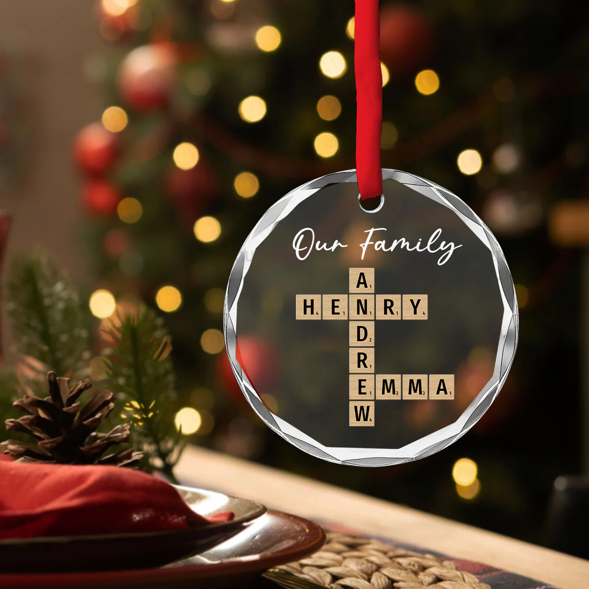Celebrating The Joy Of Family - Personalized Custom Glass Ornament - Image 2