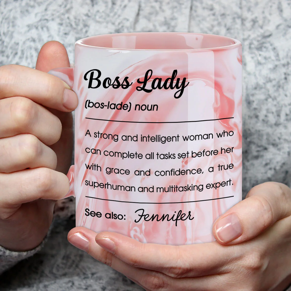 CEO Of Everything - Personalized Custom Pink Marble Mug - Image 2