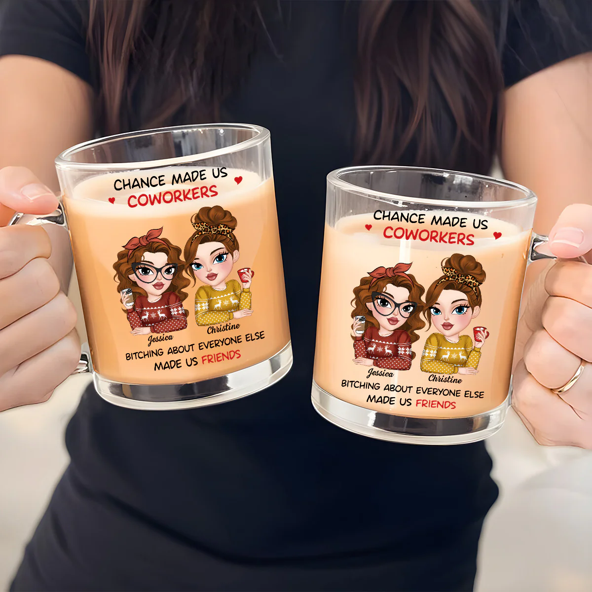 Chance Made Us Colleagues - Personalized Custom Glass Mug - Image 2