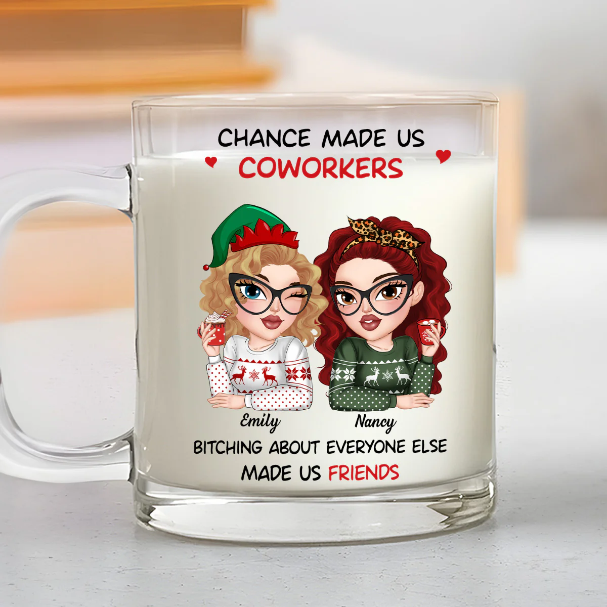 Chance Made Us Colleagues - Personalized Custom Glass Mug - Image 3