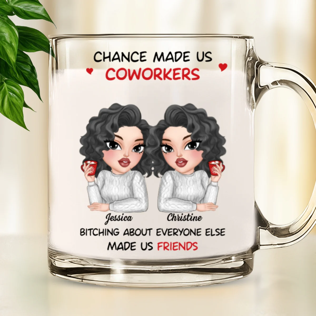 Chance Made Us Colleagues - Personalized Custom Glass Mug - Image 6