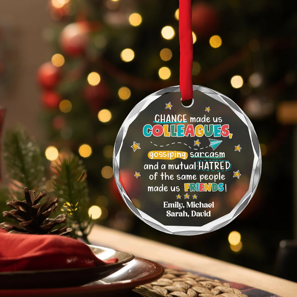 Chance Made Us Colleagues - Personalized Custom Glass Ornament - Image 4