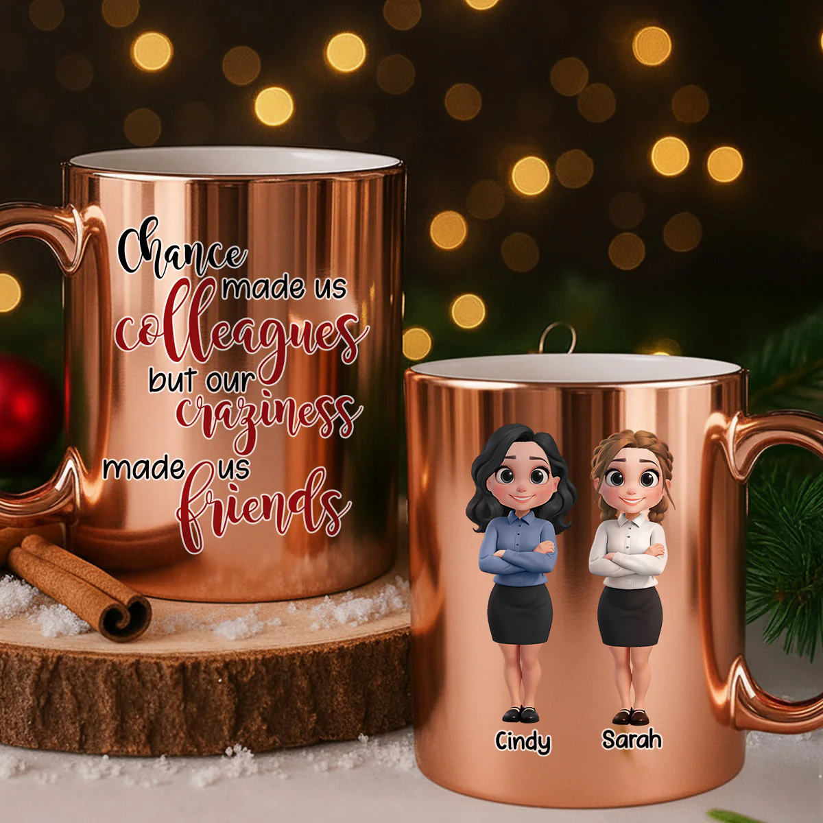 Chance Made Us Colleagues  - Personalized Custom Metallic Mug - Image 5
