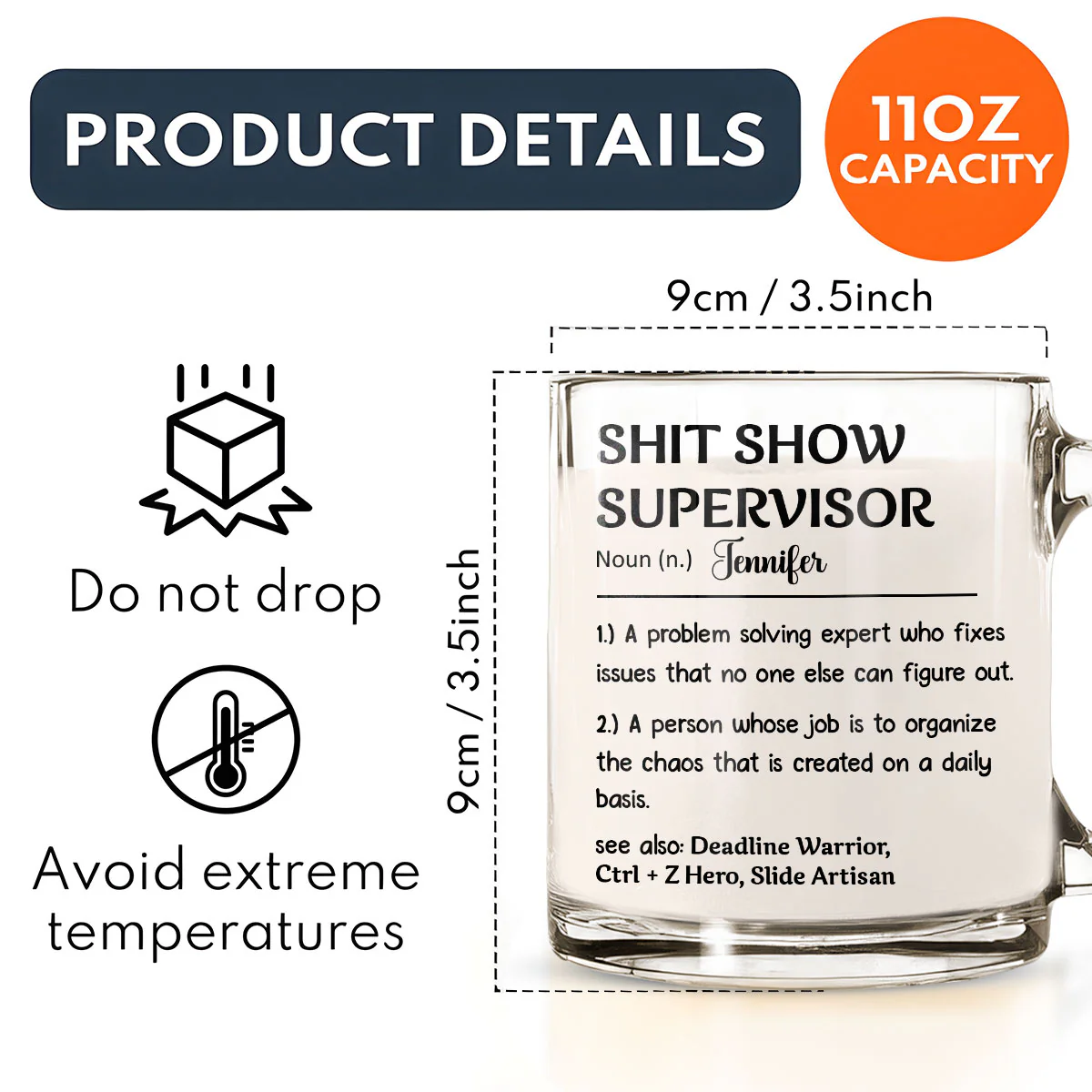 Chaos Coordinator - Personalized Custom Glass Mug - Image 5