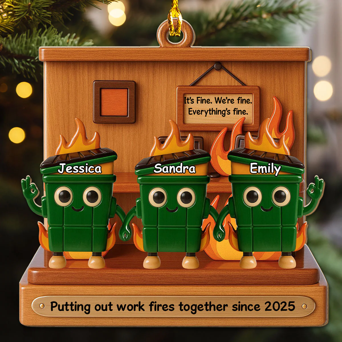 Chaos Crew Since Day One  - Personalized Custom 3D Effect Wood Ornament - Image 2