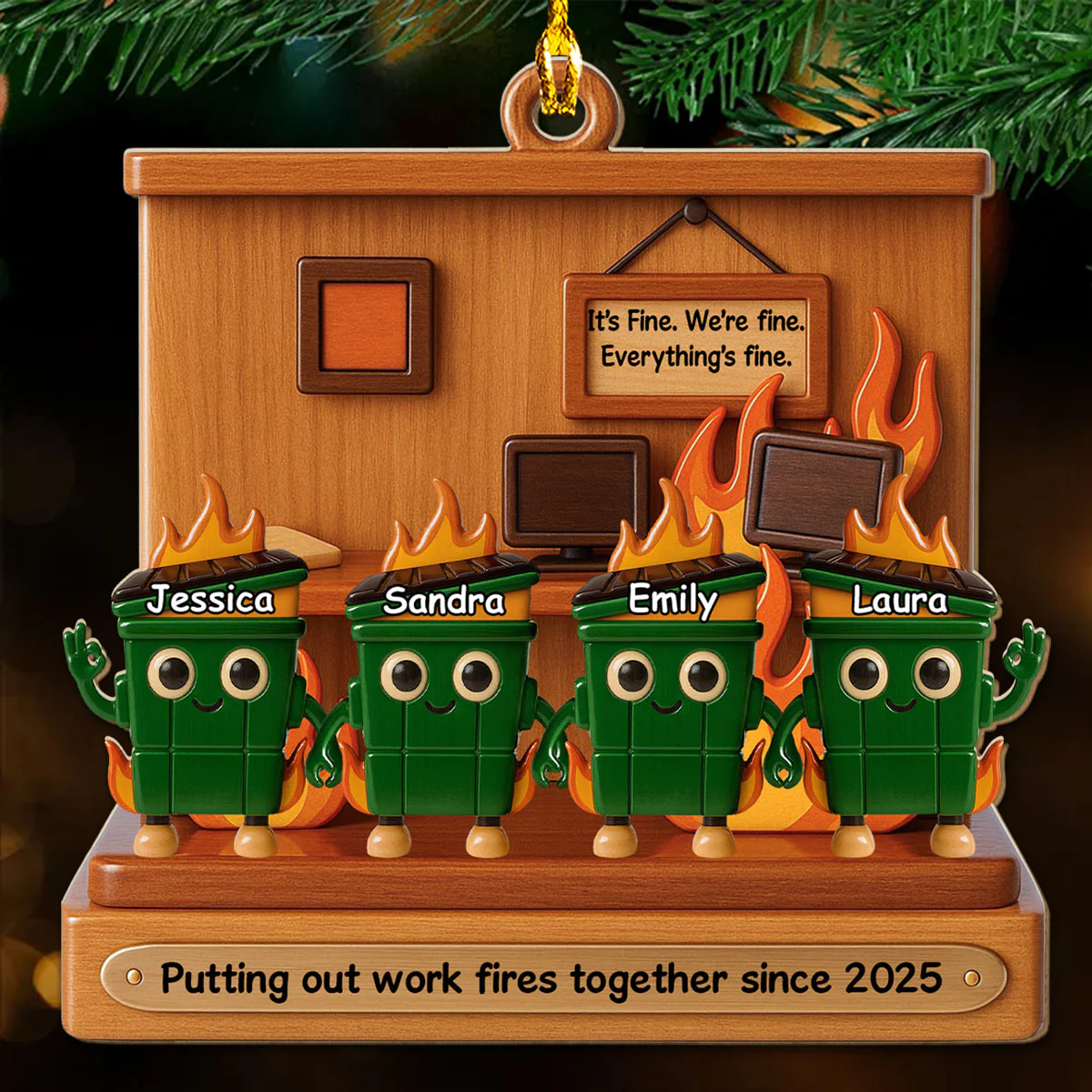 Chaos Crew Since Day One  - Personalized Custom 3D Effect Wood Ornament - Image 3