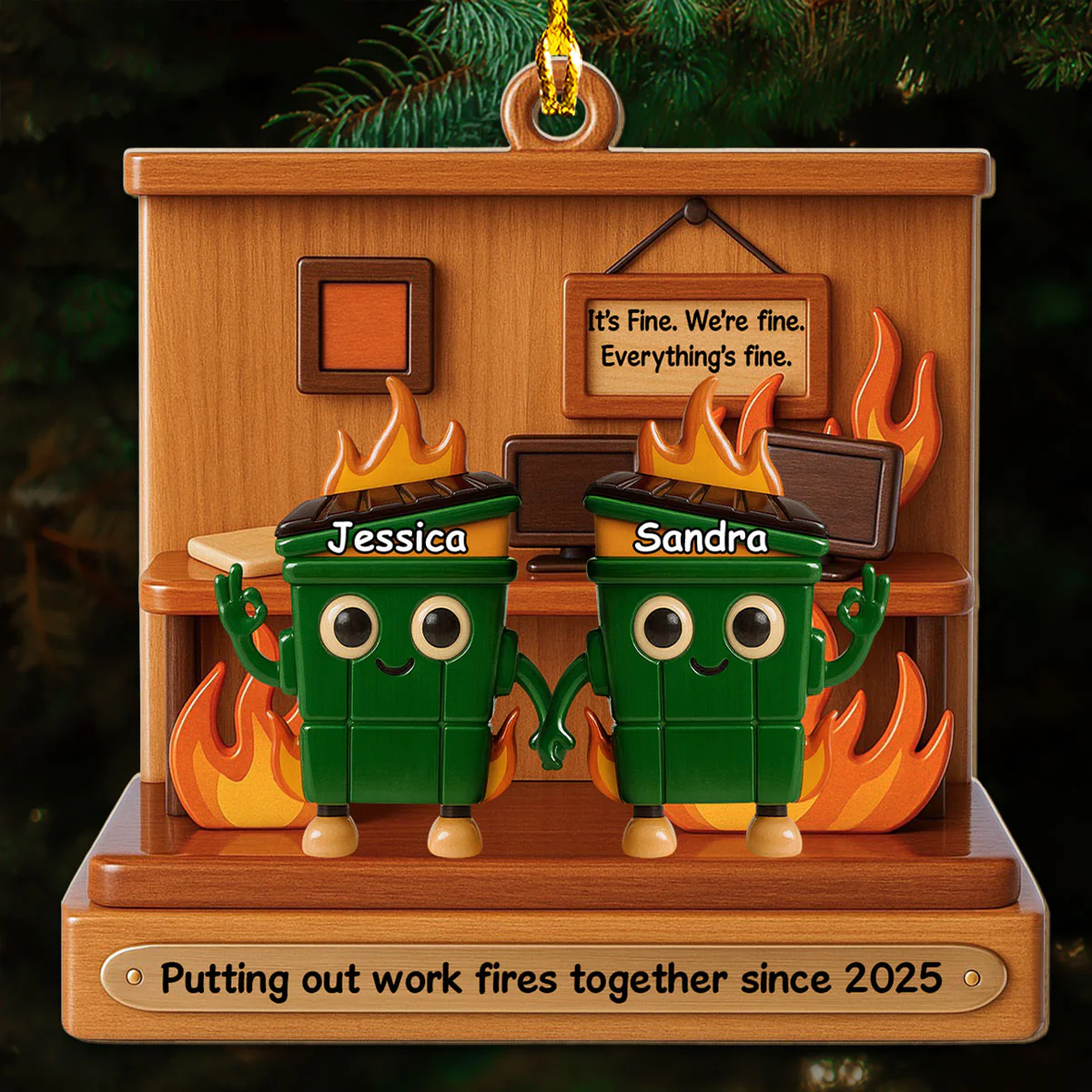 Chaos Crew Since Day One  - Personalized Custom 3D Effect Wood Ornament - Image 4