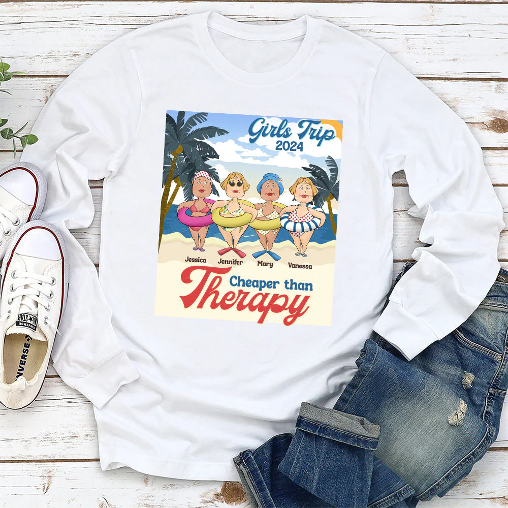 Cheaper Than Therapy - Personalized Custom Long Sleeve T-shirt - Image 5