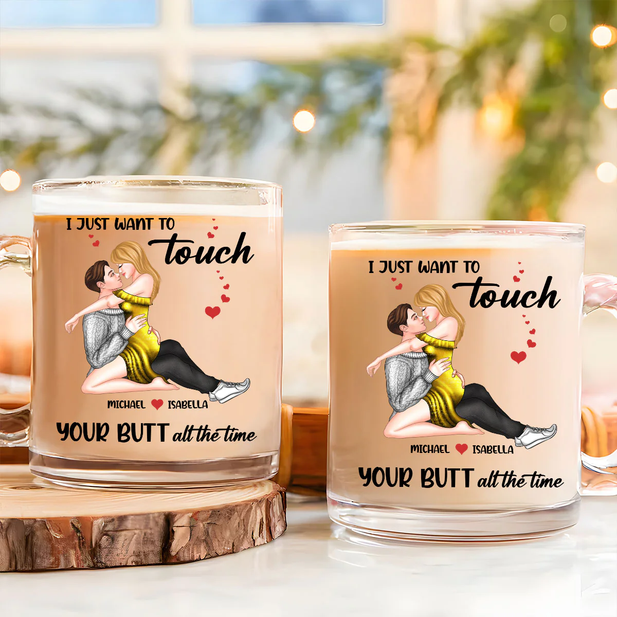Cheeky Love - Personalized Custom Glass Mug - Image 2