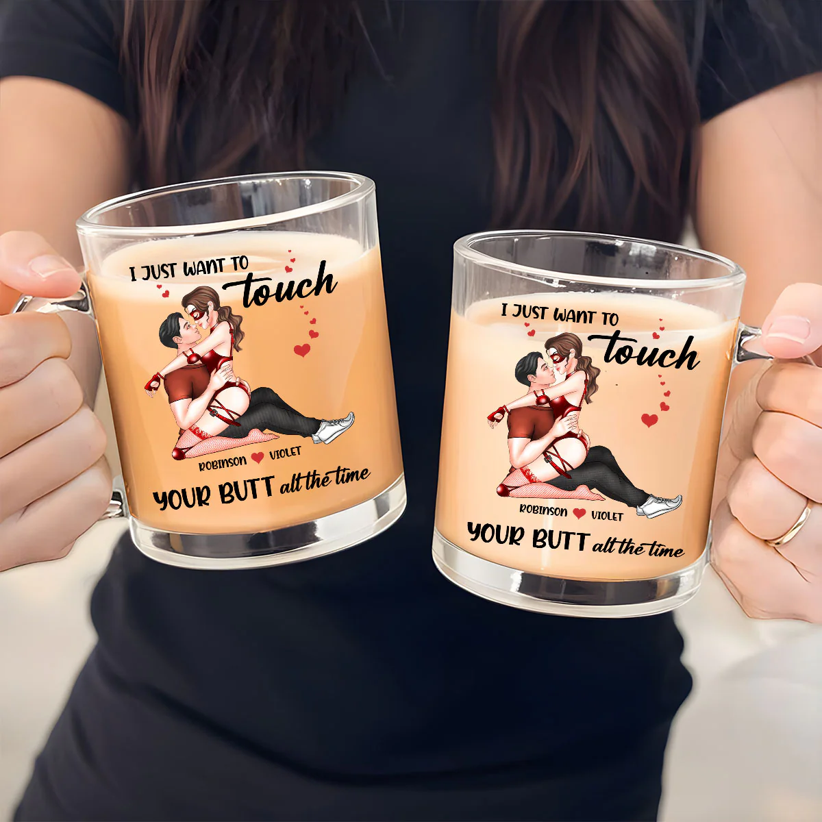 Cheeky Love - Personalized Custom Glass Mug - Image 4