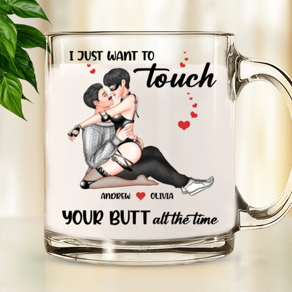Cheeky Love - Personalized Custom Glass Mug - Image 6