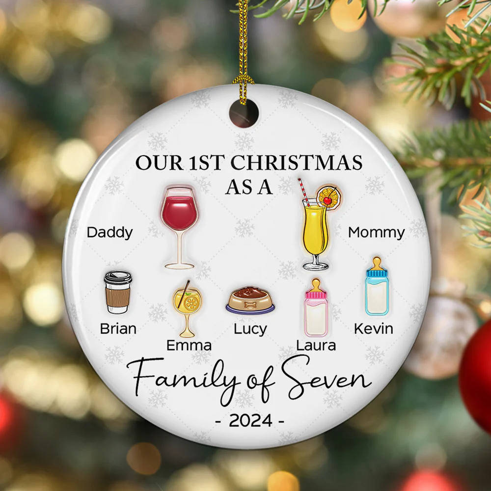 Cheering First Christmas As A Family - Personalized Custom 3D Inflated Effect Ceramic Ornament - Image 3