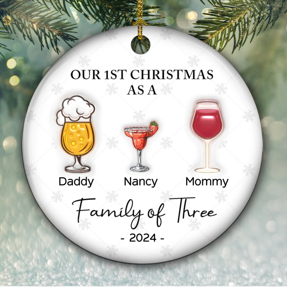 Cheering First Christmas As A Family - Personalized Custom 3D Inflated Effect Ceramic Ornament - Image 6