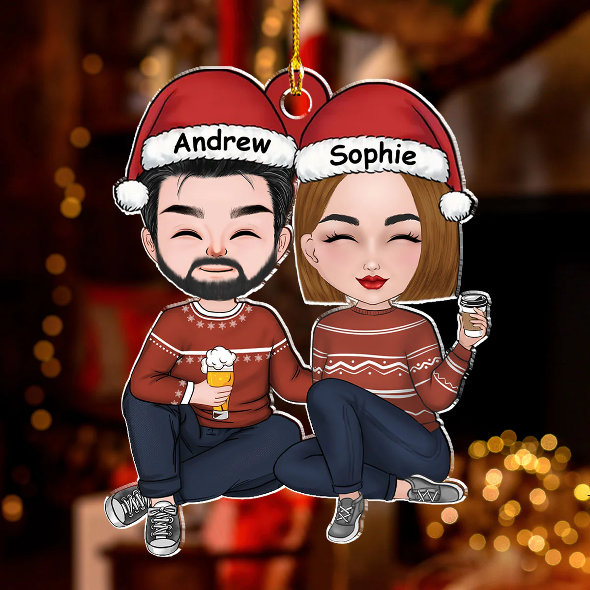 Cheers To A Merry Christmas - Personalized Custom Acrylic Ornament - Image 2