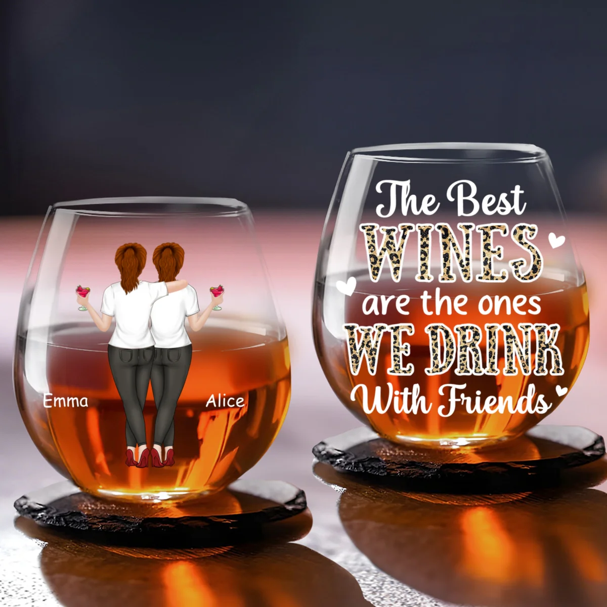 Cheers To Friendship - Personalized Custom Wine Glass - Image 5