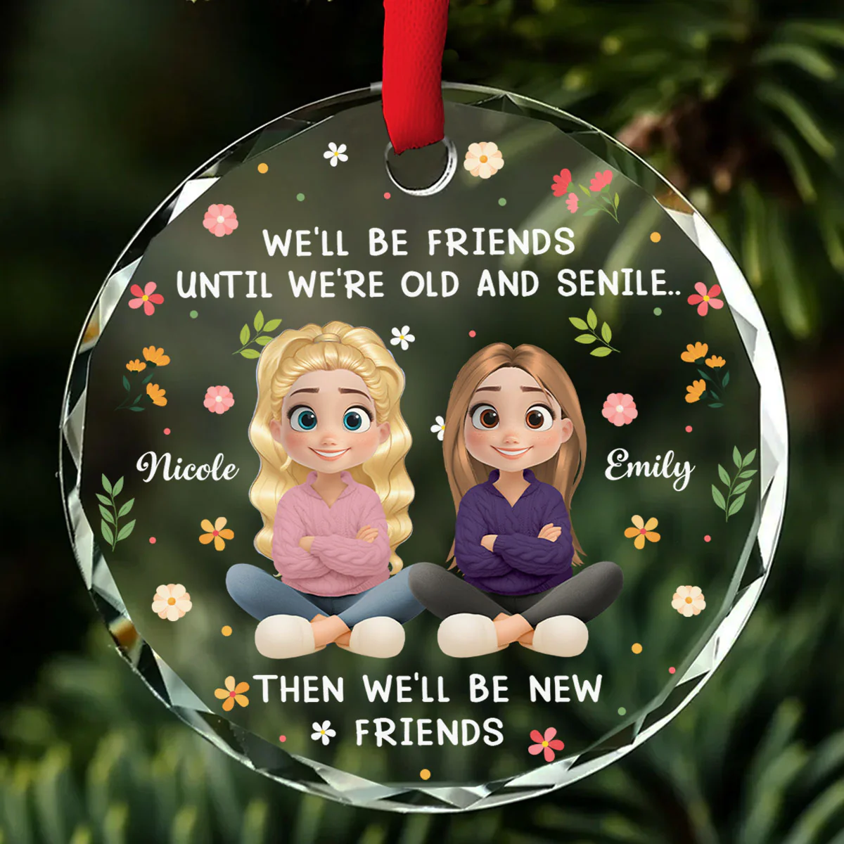Cheers To Us Forever Friends - Personalized Custom Glass Ornament