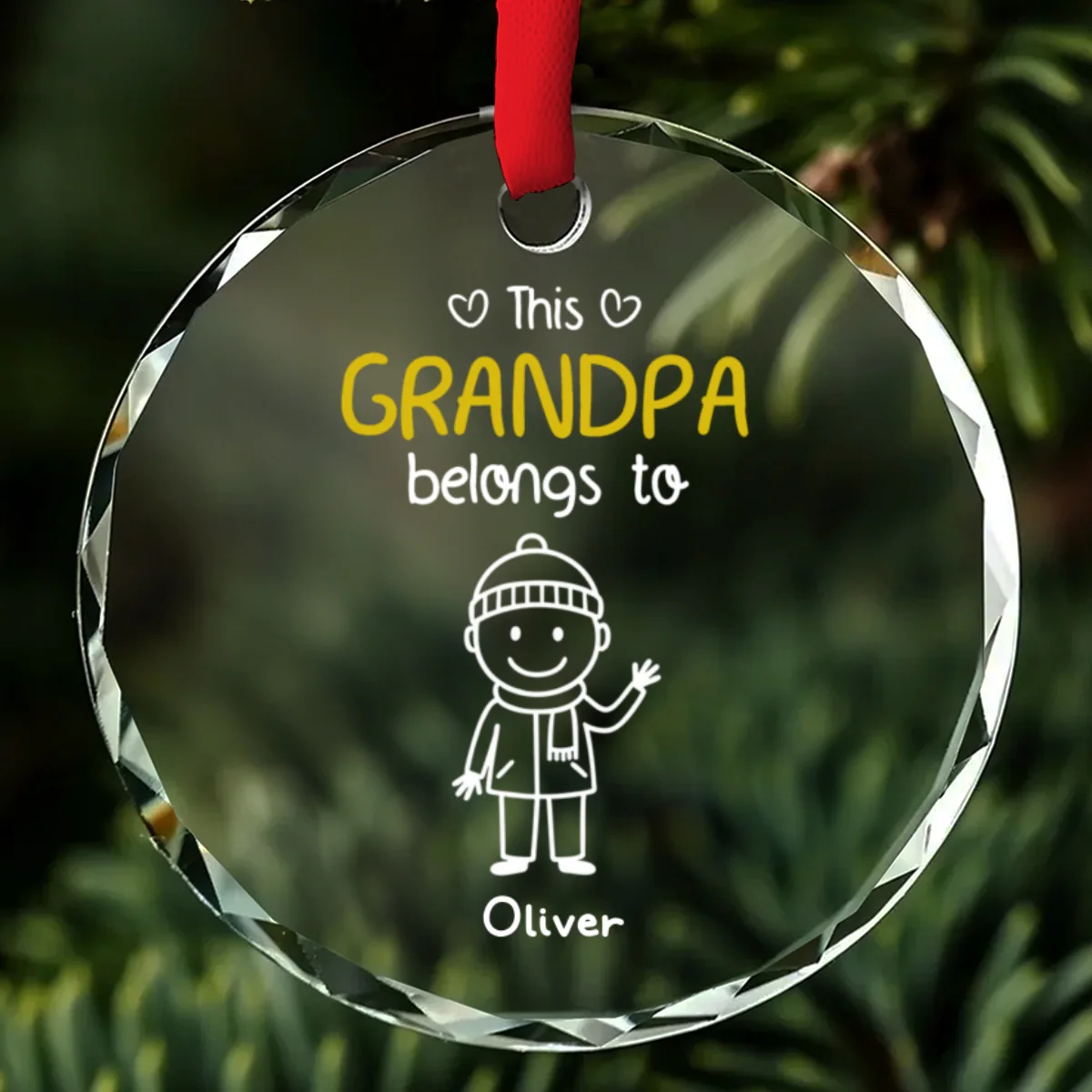 Cherished By His Little Reindeer - Personalized Custom Glass Ornament - Image 6