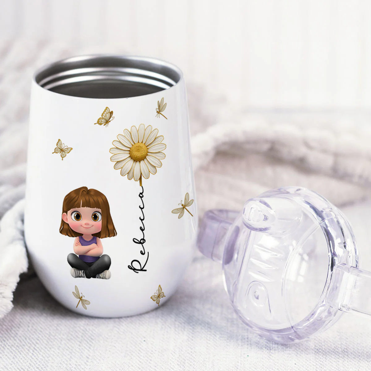 Child Is The Most Beautiful Flower - Personalized Custom Sippy Cup With Handles - Image 4