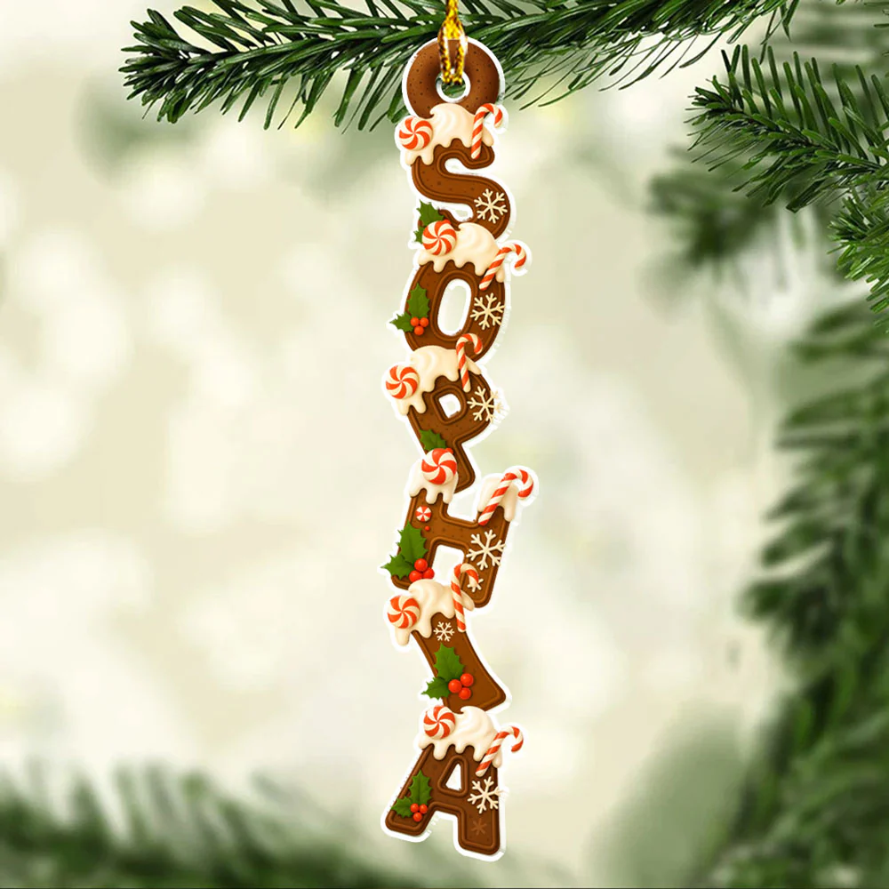 Chocolate Christmas Letters - Personalized Custom Acrylic Ornament - Image 5