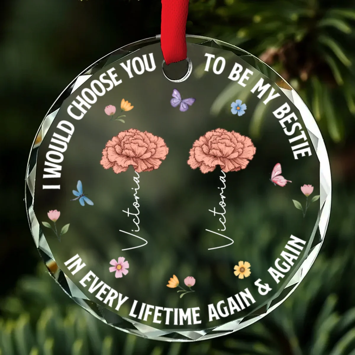 Choose You To Be My Sister - Personalized Custom Glass Ornament - Image 7