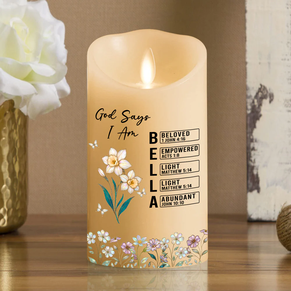 Chosen And Loved - Personalized Custom LED Candle - Image 2