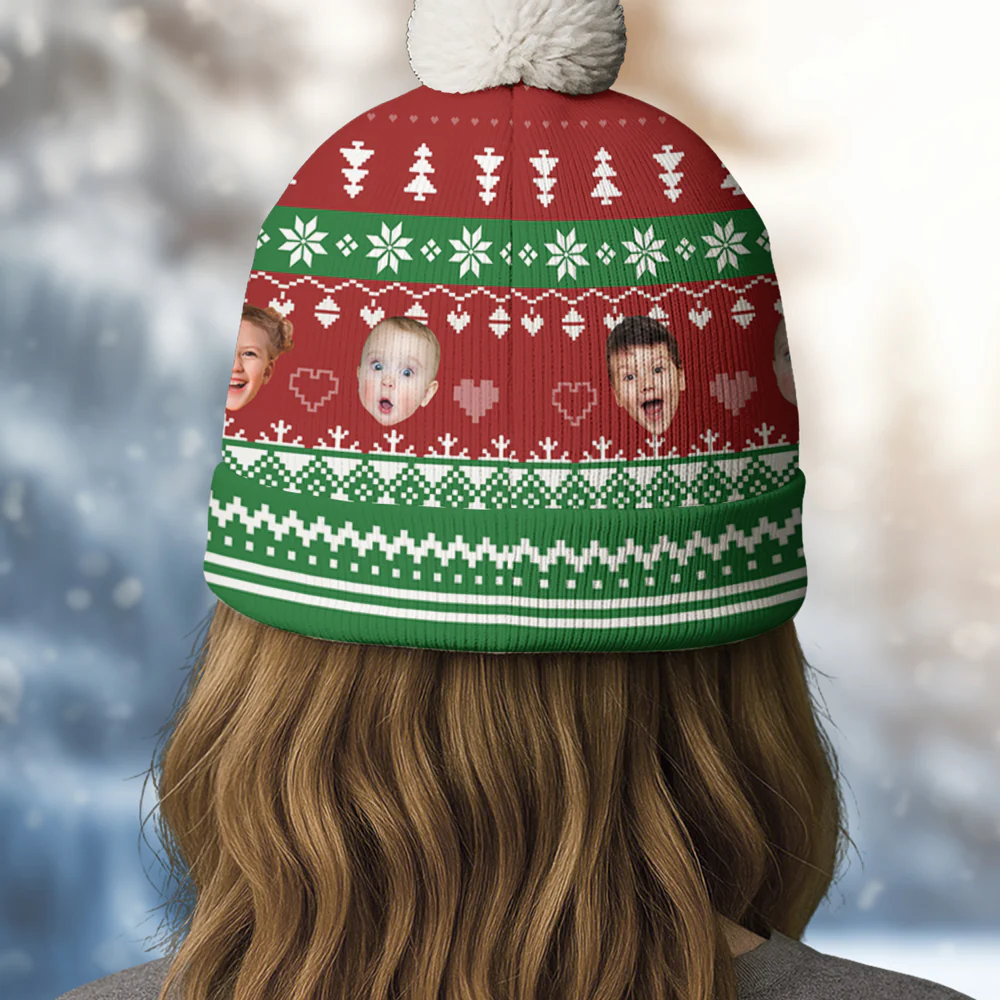 Christmas All Around - Personalized Custom Bobble Beanie Hat - Image 4