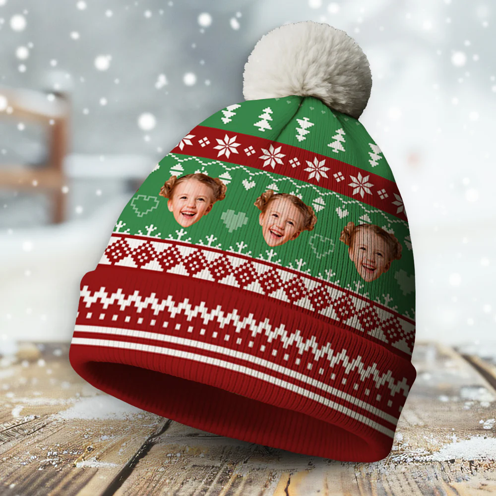Christmas All Around - Personalized Custom Bobble Beanie Hat - Image 5