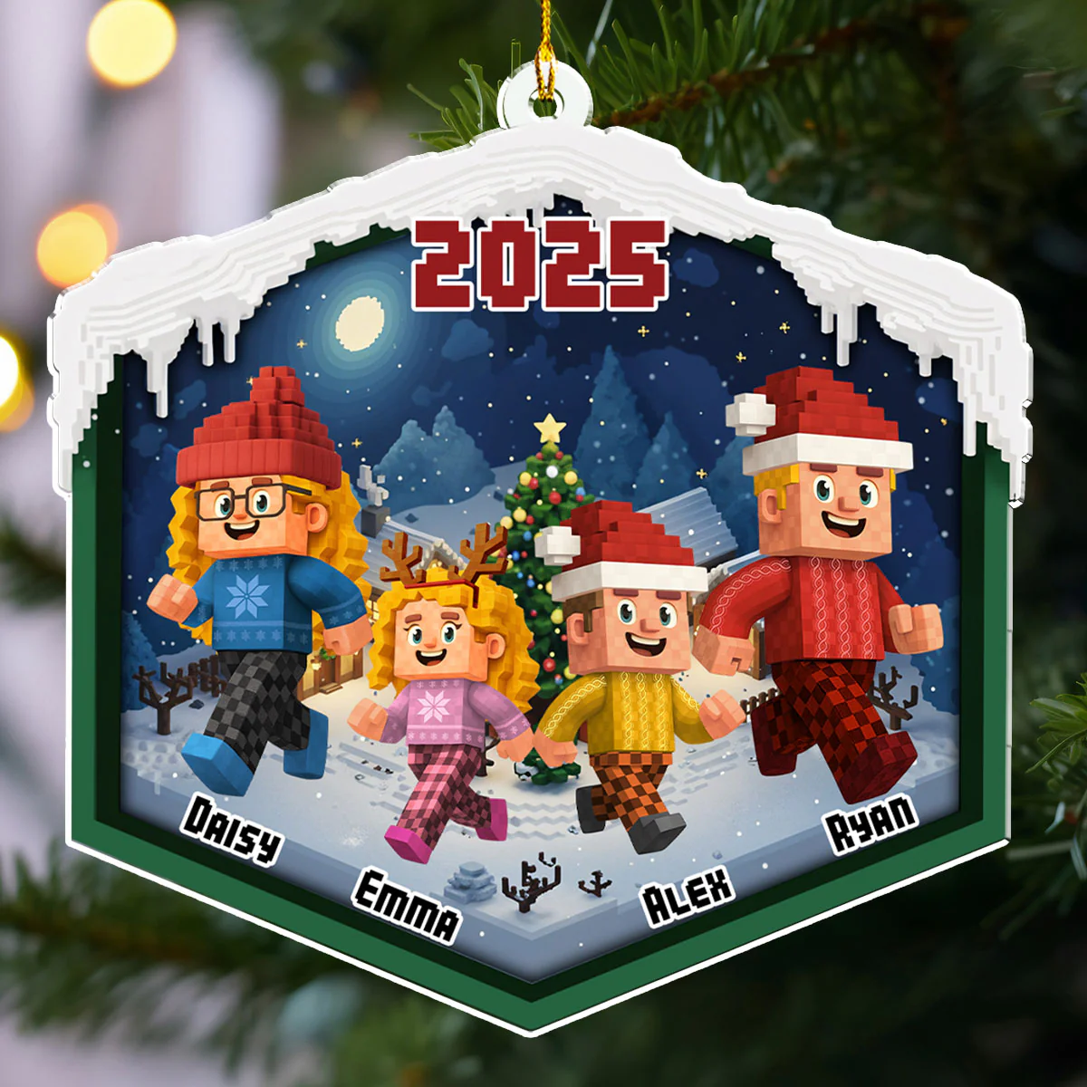 Christmas As A Family - Personalized Custom 3D Effect Acrylic Ornament - Image 3