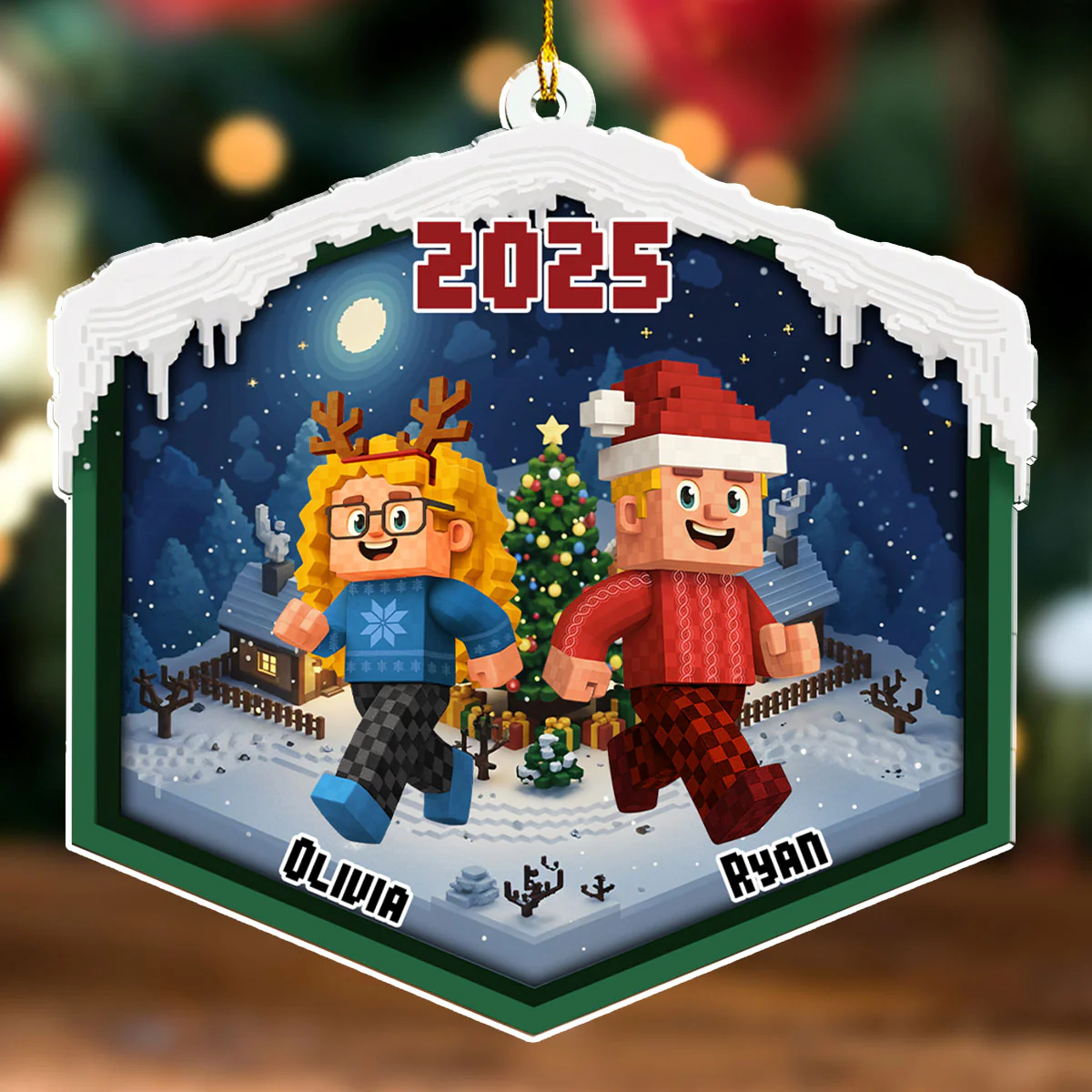 Christmas As A Family - Personalized Custom 3D Effect Acrylic Ornament - Image 5