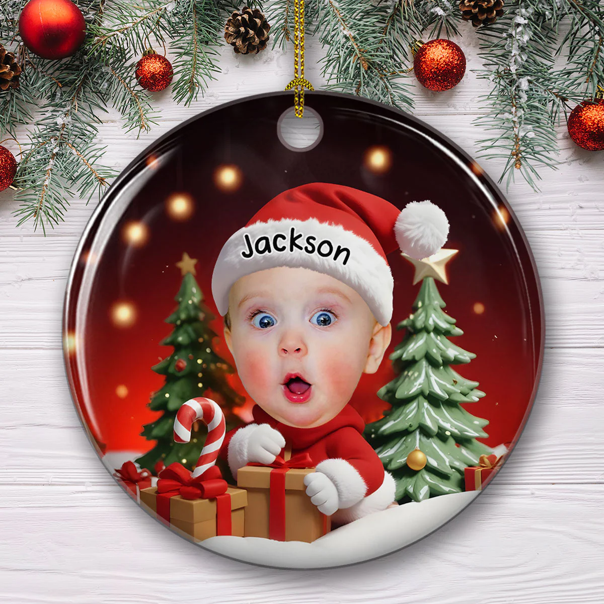 Christmas Baby - Personalized Custom Ceramic Ornament - Image 3