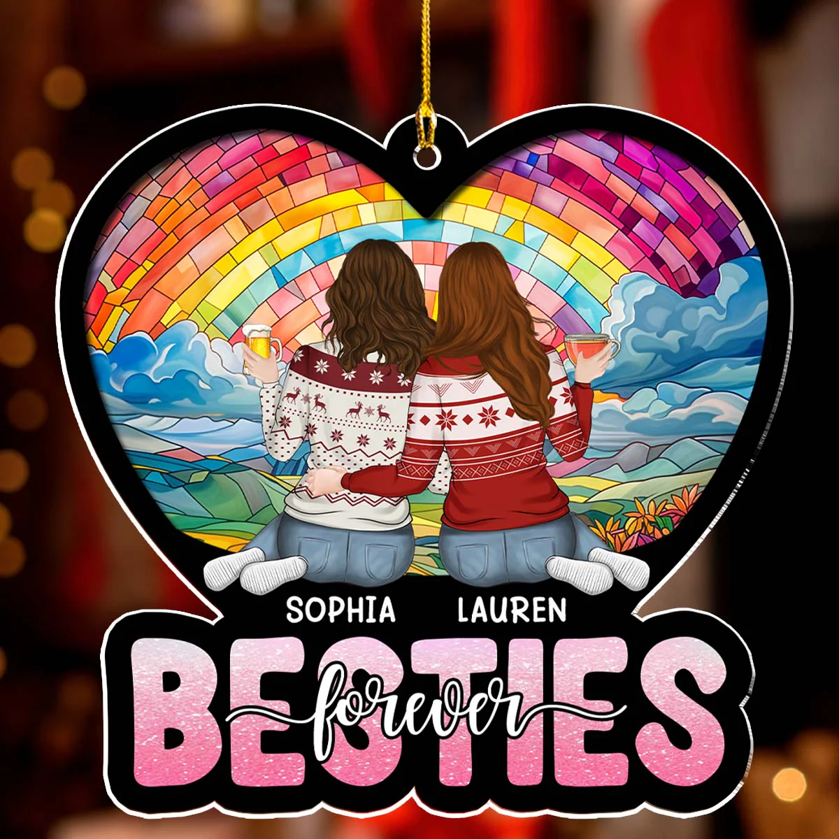 Christmas Besties - Personalized Custom Acrylic Ornament - Image 2
