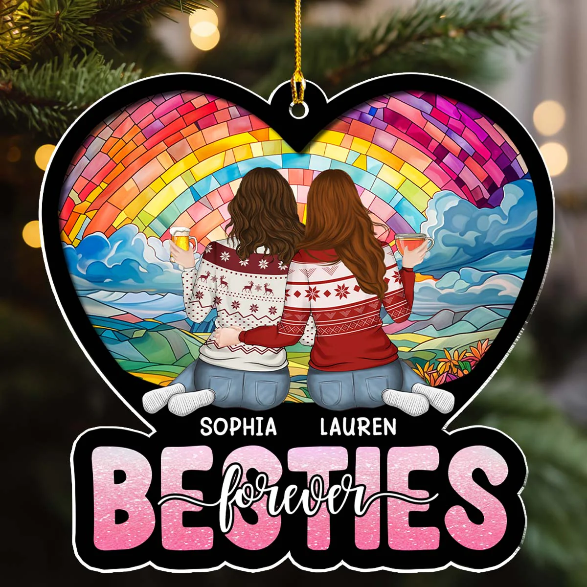 Christmas Besties - Personalized Custom Acrylic Ornament - Image 3