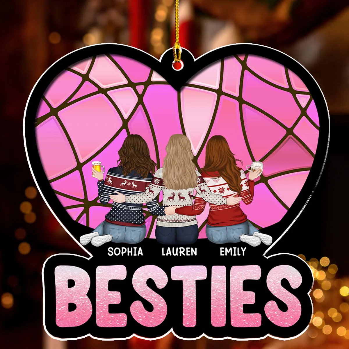 Christmas Besties - Personalized Custom Acrylic Ornament - Image 5
