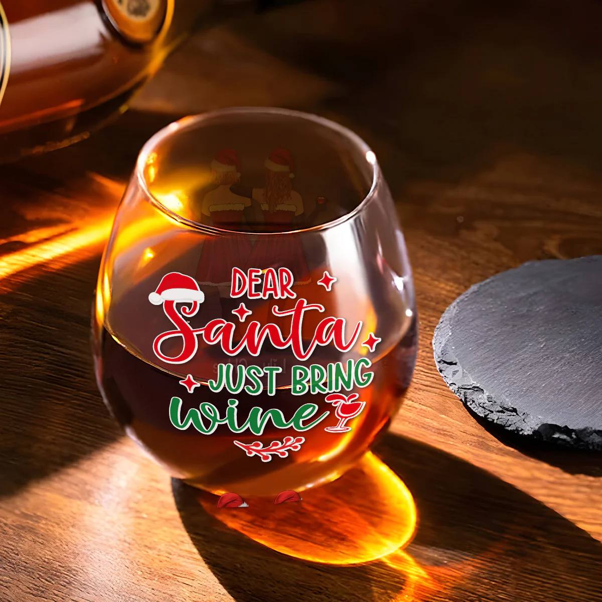 Christmas Besties - Personalized Custom Wine Glass - Image 3